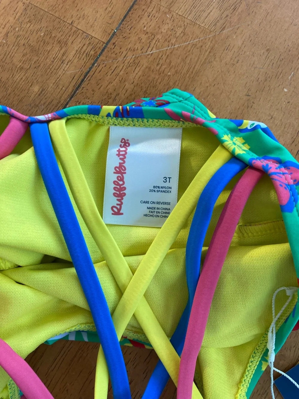 RuffleButts Parrot Palms Cross-Back One Piece Swimsuit - NWT!  3T